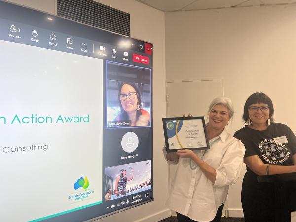 Presenting award to Karyn ~ SPA CEO Neives Murray, MHACA Nicole Pietsch